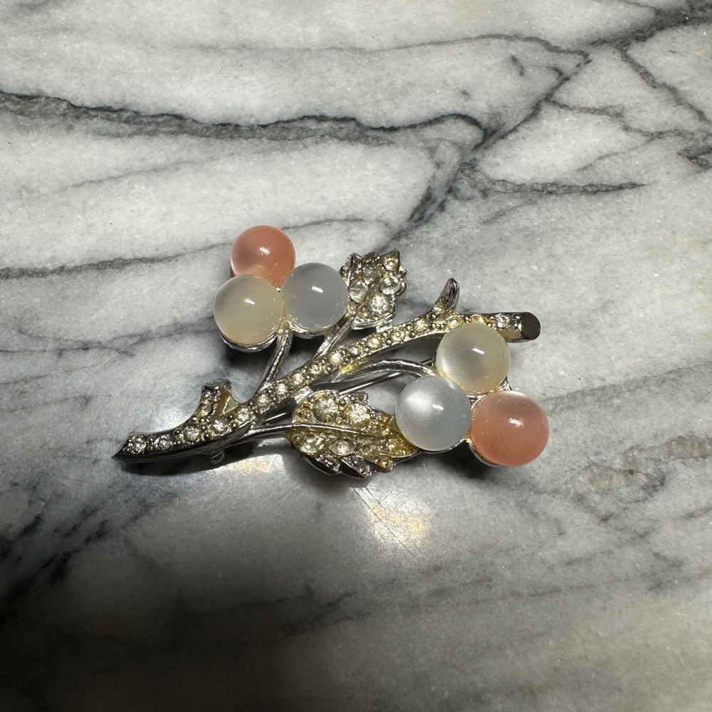 Vintage Coro Faux Moonstone Brooch